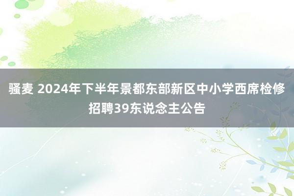 骚麦 2024年下半年景都东部新区中小学西席检修招聘39东说念主公告