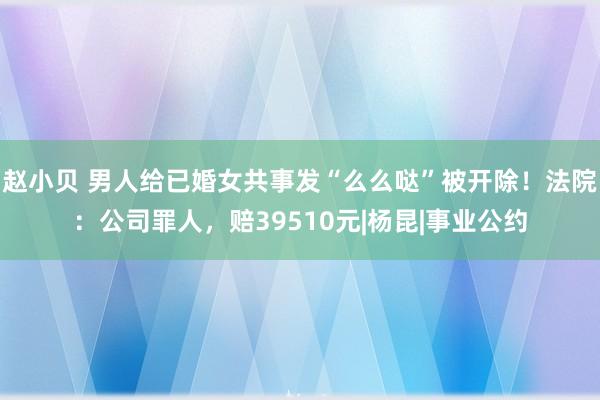 赵小贝 男人给已婚女共事发“么么哒”被开除！法院：公司罪人，赔39510元|杨昆|事业公约
