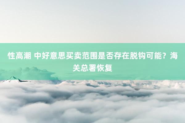 性高潮 中好意思买卖范围是否存在脱钩可能？海关总署恢复